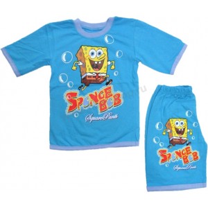 Комплект футболка однотонная + шорты, с принтом Губка Боб, для мальчиков