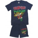 Летний комплект для мальчиков, футболка + шорты, с принтом Super Motion. Ткань кулирка