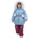 Комплект зимний для девочек, Куртка + Полукомбинезон. Принтованная ткань Дьюспа.