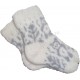 Детские шерстянные носки из ангорки,белые с светло - серым узором мишка 