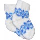 Толстые детские носки из ангорки белые с разноцветным узором  